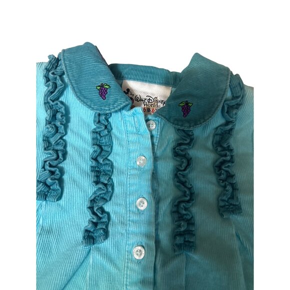 Rare Vintage Walt Disney World Baby Minnie Dress 18 Mos Turquoise Corduroy Grape - Picture 3 of 6